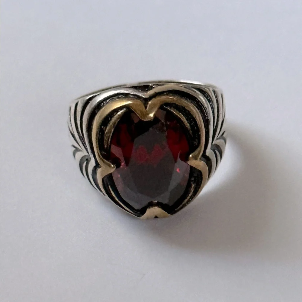 925 Silver size 9.25 stunning red ring unisex